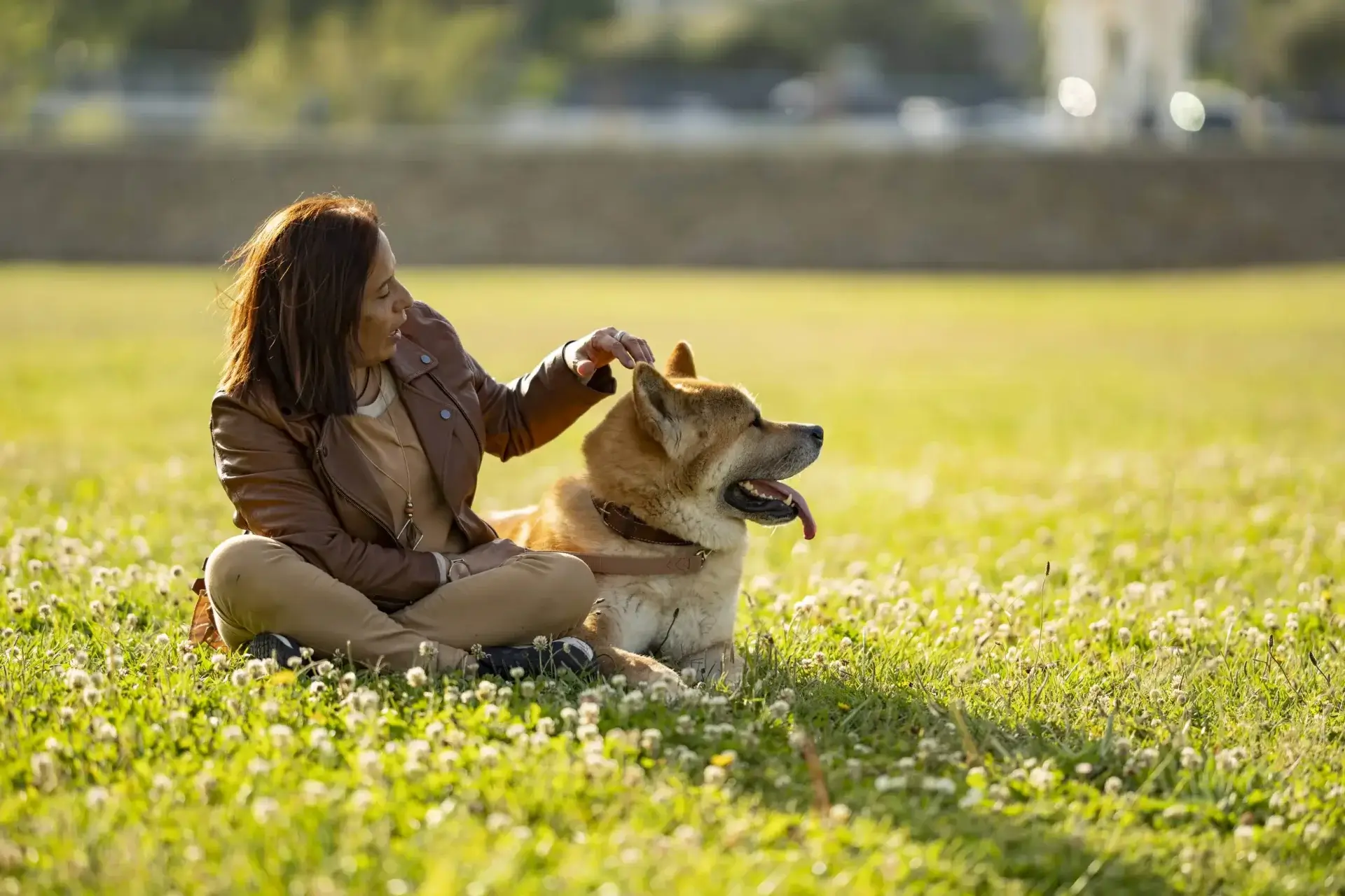 dog and owner at corsica villas pet-friendly townhomes for rent
